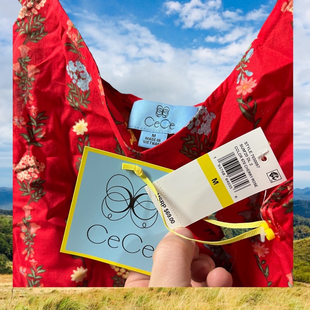 CeCe Cherry Rose Women’s Medium Blouse/Sleeveless Shirt with floral design $69 - Picture 2 of 4